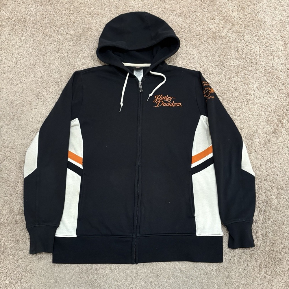 Vintage 2000s Harley Davison Women's Large Zip-up Hoodie Motorcycle Biker